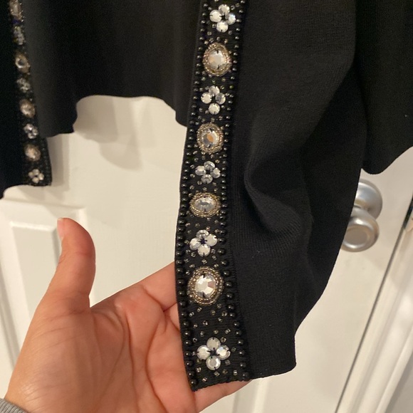 Chico's Black Cardigan with Embellished Details-(2) Large - Picture 4 of 7